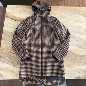 Kerrits Waterproof Equestrian Rain Jacket H2O Halt Houndstooth Brown Women’s XS